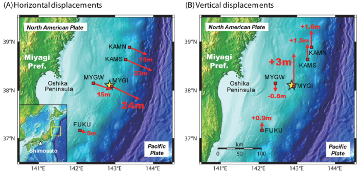 Analizan en detalle el terremoto de Japón Dibujo20110519_horizontal_and_vertical_displacements
